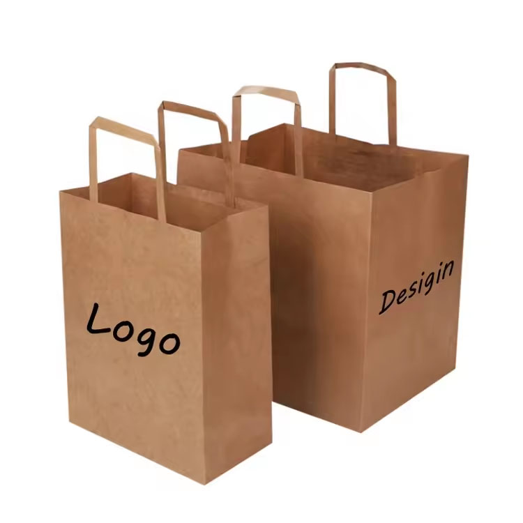 Borsa shopping Kraft con logo stampato